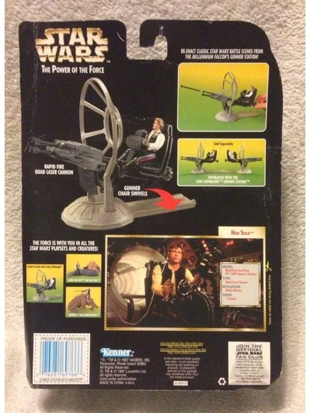 Star Wars Millineum Falcon Gunner Station Han Solo Luke Skywalker POTF 1997